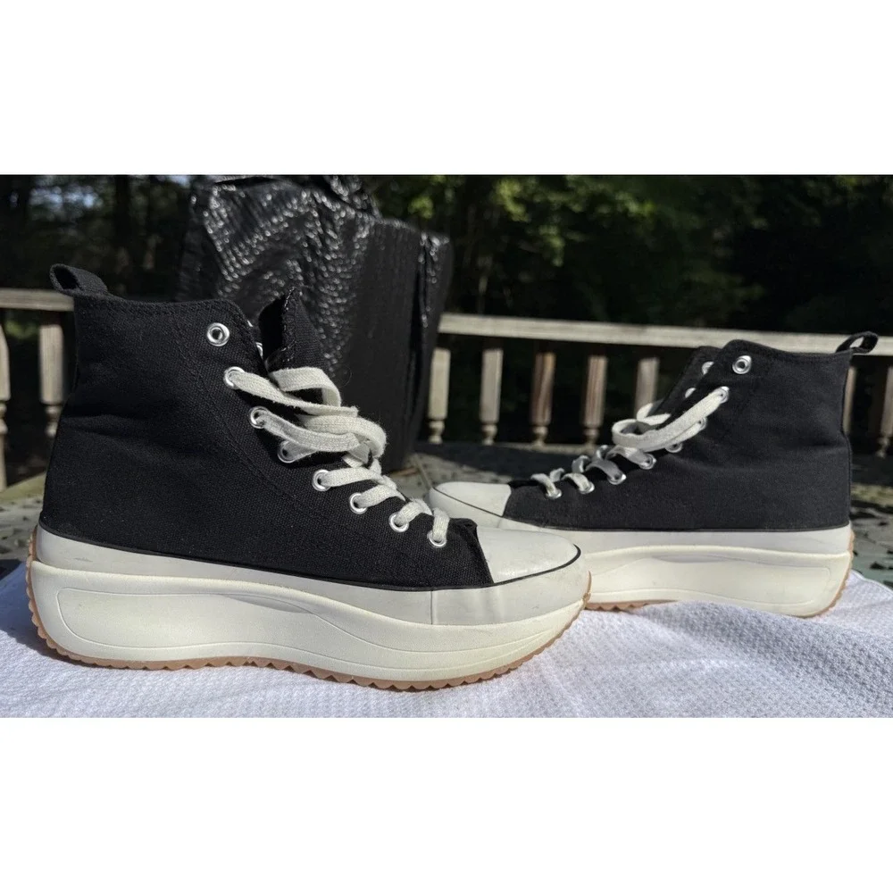 Madden Girl Winnona Black Canvas High Top Platform Sneakers Shoes Womens Size 9
